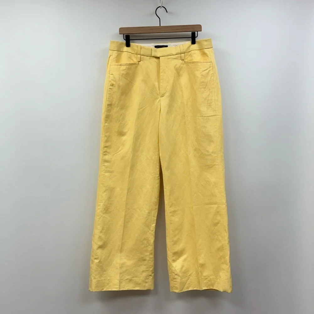 Banana Republic Islet High Rise Wide Leg Twill Trouser Pant Yellow 12S